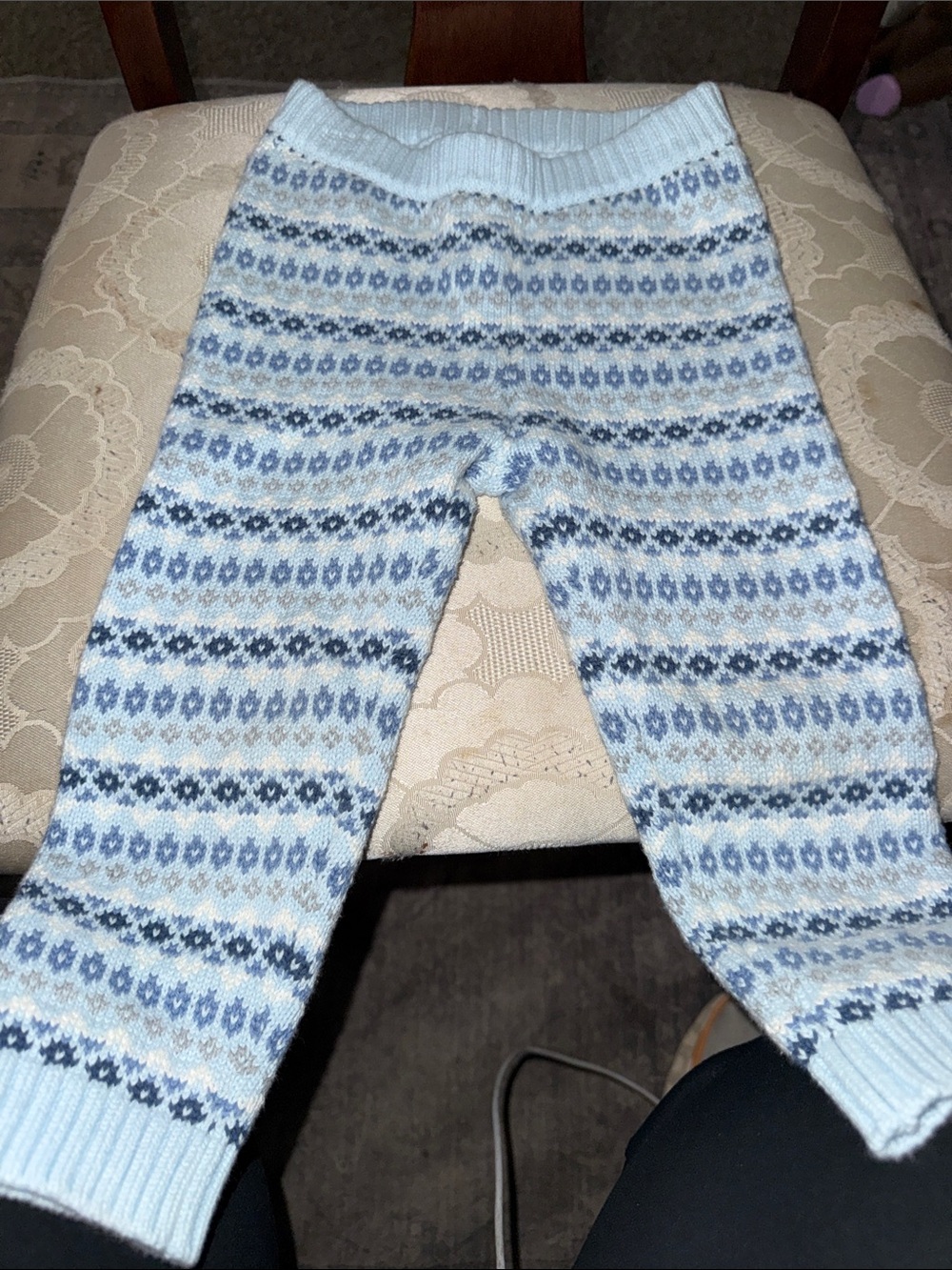 Janie and Jack Light Blue Fair Isle Knit Leggings